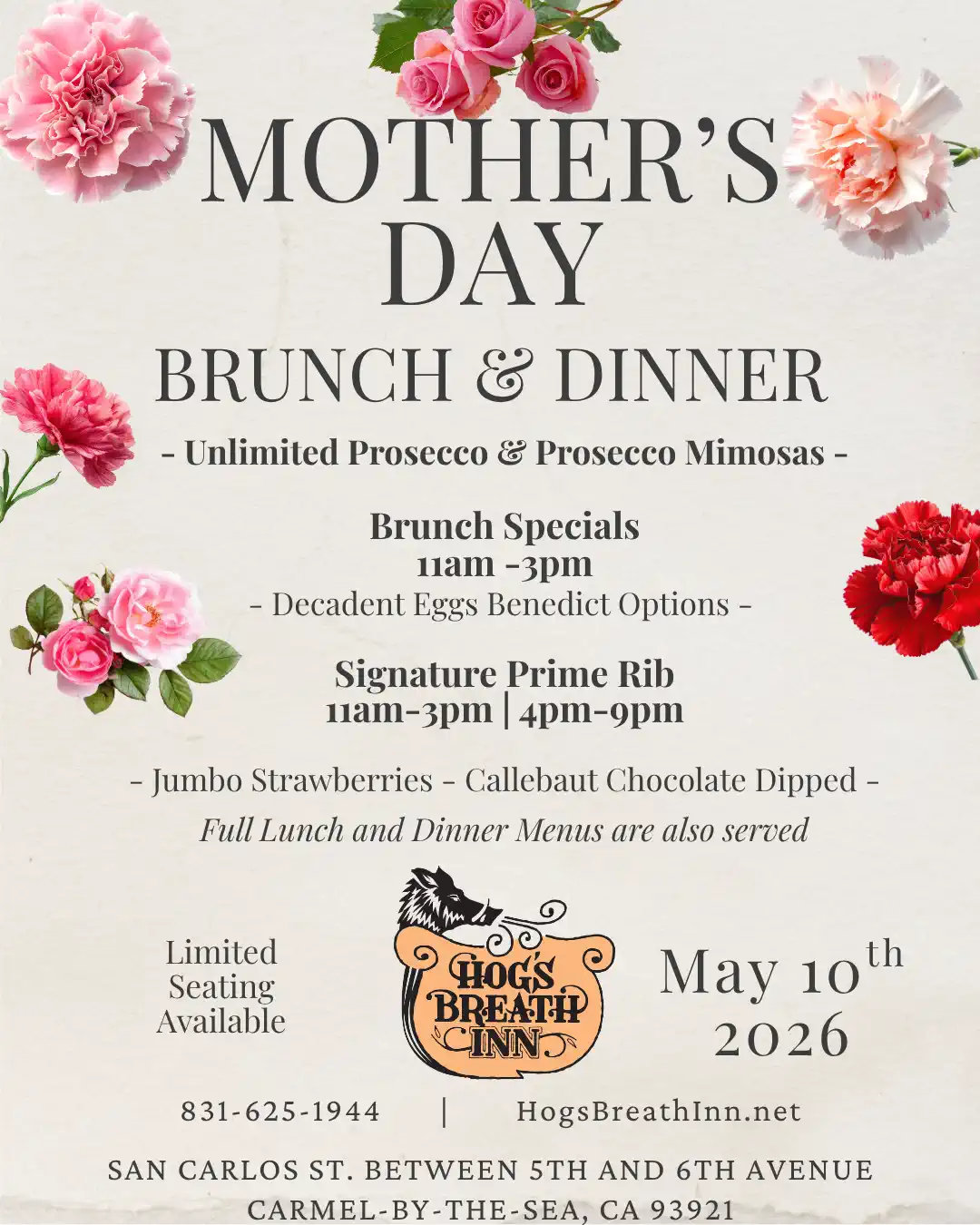 Hog's Breath Inn, Mother's Day Flyer